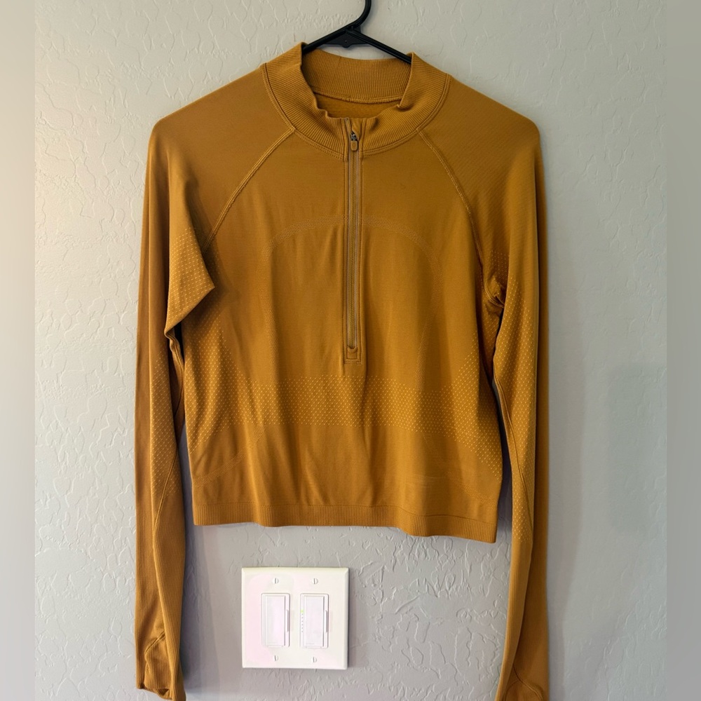 Lululemon Women's Mustard Yellow Quarter-Zip Seamless Top
